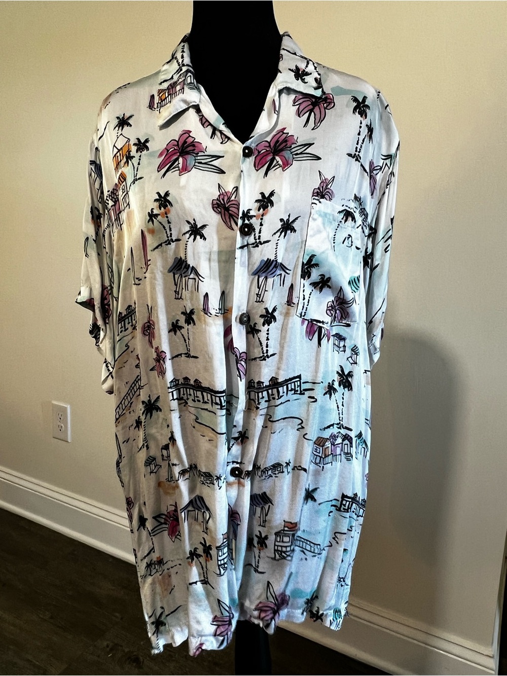 Tribe Kelley Tropical Print Button-Up Shirt XXL
